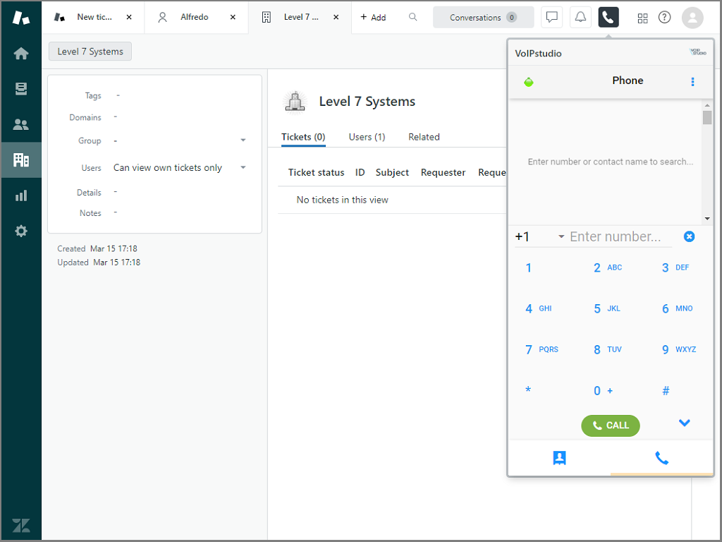 VoIPstudio primary marketing image — Contact Center app on the Zendesk Marketplace