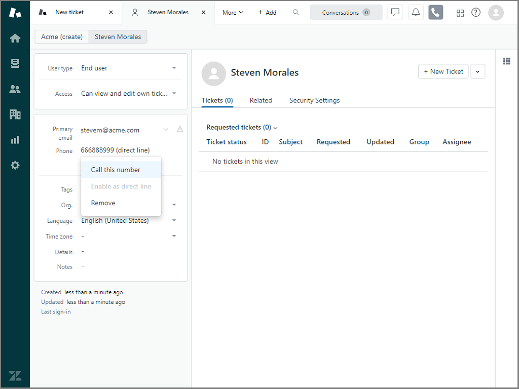 VoIPstudio dashboard view — Contact Center app on the Zendesk Marketplace